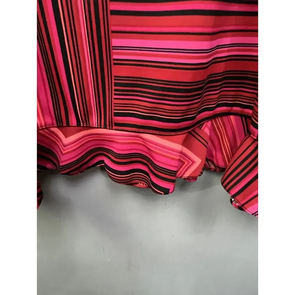 Notations Skirt Womens Plus Size‎ 2X Midi Stretch Y2K Pink/Black Geometric - Picture 4 of 5